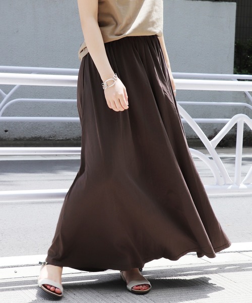 JOURNAL STANDARD（ジャーナルスタンダード）の「《WEB限定》JS+eピマジャージーギャザーマキシスカート◆（スカート・レディース・ブラック/ブラウン/カーキ・FREE）」の15枚目の写真