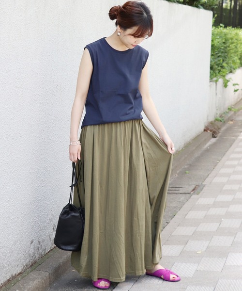 JOURNAL STANDARD（ジャーナルスタンダード）の「《WEB限定》JS+eピマジャージーギャザーマキシスカート◆（スカート・レディース・ブラック/ブラウン/カーキ・FREE）」の18枚目の写真