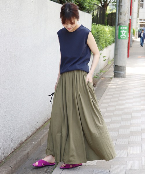 JOURNAL STANDARD（ジャーナルスタンダード）の「《WEB限定》JS+eピマジャージーギャザーマキシスカート◆（スカート・レディース・ブラック/ブラウン/カーキ・FREE）」の19枚目の写真