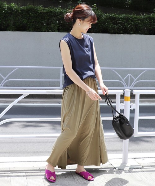 JOURNAL STANDARD（ジャーナルスタンダード）の「《WEB限定》JS+eピマジャージーギャザーマキシスカート◆（スカート・レディース・ブラック/ブラウン/カーキ・FREE）」の21枚目の写真