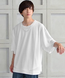 ビッグシルエット Tシャツ ワッフル素材 5分袖オーバーサイズT