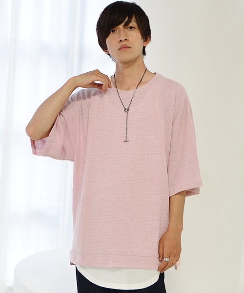 MinoriTY(マイノリティ)の「ビッグシルエット Tシャツ ワッフル素材 5分袖オーバーサイズT(Tシャツ/カットソー・メンズ・ホワイト/ホワイト×イエロー/ミント/グレー系その他/ピンク/ブルー/ブラック系その他2/ホワイト系その他/ブラック×レッド/グレー/ワイン/パープル/ブラック/ライトグリーン/テラコッタ/ブラック系その他/ホワイト系その他2・M/L)」の16枚目の写真