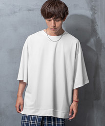 ビッグシルエット Tシャツ ワッフル素材 5分袖オーバーサイズT