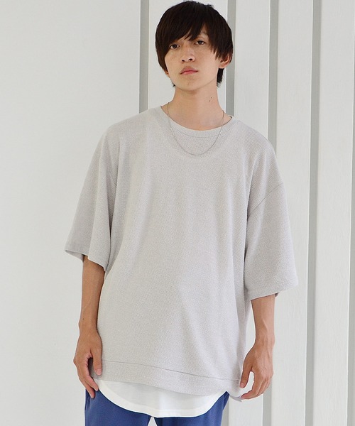 MinoriTY(マイノリティ)の「ビッグシルエット Tシャツ ワッフル素材 5分袖オーバーサイズT(Tシャツ/カットソー・メンズ・ホワイト/ホワイト×イエロー/ミント/グレー系その他/ピンク/ブルー/ブラック系その他2/ホワイト系その他/ブラック×レッド/グレー/ワイン/パープル/ブラック/ライトグリーン/テラコッタ/ブラック系その他/ホワイト系その他2・M/L)」の22枚目の写真