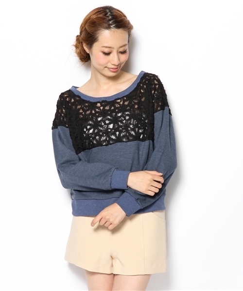 ROSE BUD（ローズバッド）の「【Lips掲載】LCTT-13239 3D LACE BLOCKING P/O（Tシャツ/カットソー・レディース・ネイビー/イエロー/ブラック・ONE SIZE）」の9枚目の写真