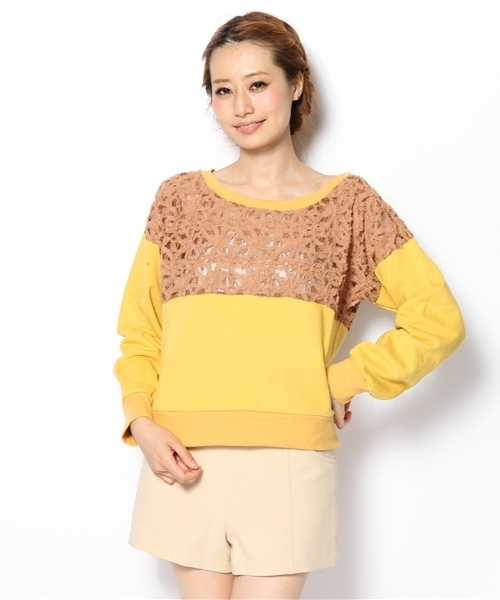 ROSE BUD（ローズバッド）の「【Lips掲載】LCTT-13239 3D LACE BLOCKING P/O（Tシャツ/カットソー・レディース・ネイビー/イエロー/ブラック・ONE SIZE）」の3枚目の写真