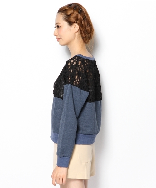 ROSE BUD（ローズバッド）の「【Lips掲載】LCTT-13239 3D LACE BLOCKING P/O（Tシャツ/カットソー・レディース・ネイビー/イエロー/ブラック・ONE SIZE）」の5枚目の写真