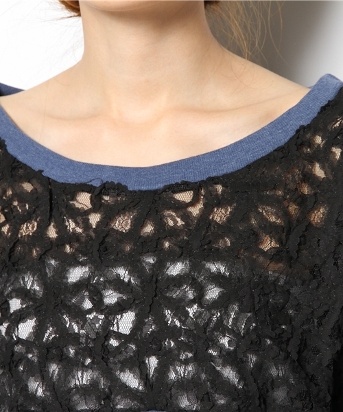 ROSE BUD（ローズバッド）の「【Lips掲載】LCTT-13239 3D LACE BLOCKING P/O（Tシャツ/カットソー・レディース・ネイビー/イエロー/ブラック・ONE SIZE）」の7枚目の写真