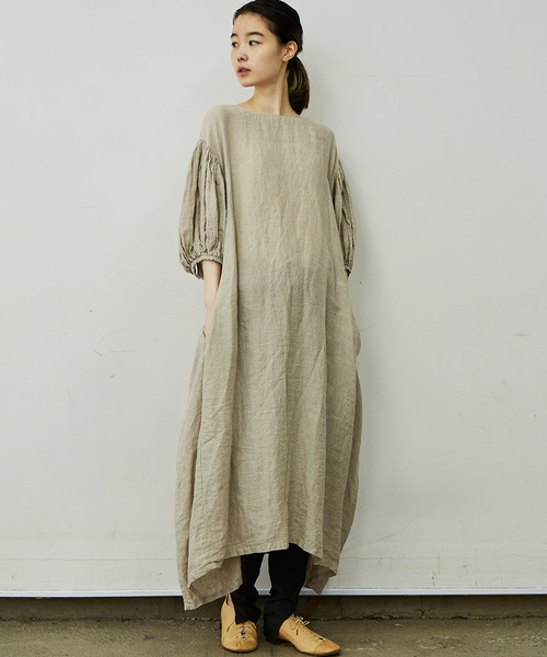 IKKUNA（イクナ）の「winding one-piece／ウィンディングワンピース（ワンピース・レディース・キナリ/チャコールグレー/ターコイズブルー/ホワイト・1）」の8枚目の写真