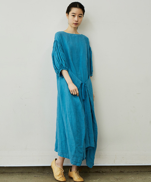 IKKUNA（イクナ）の「winding one-piece／ウィンディングワンピース（ワンピース・レディース・キナリ/チャコールグレー/ターコイズブルー/ホワイト・1）」の10枚目の写真