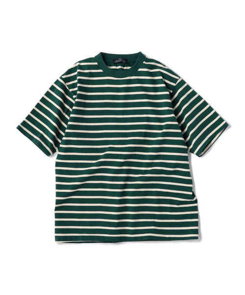SHIPS（シップス）の「SBTRACT(サブトラクト): ヘビーウェイト ボーダー Tシャツ（Tシャツ/カットソー・メンズ・ピンク/ダークグリーン/ネイビー・SMALL/MEDIUM/LARGE/X-LARGE）」の2枚目の写真