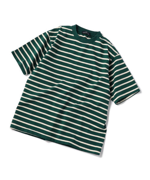 SHIPS（シップス）の「SBTRACT(サブトラクト): ヘビーウェイト ボーダー Tシャツ（Tシャツ/カットソー・メンズ・ピンク/ダークグリーン/ネイビー・SMALL/MEDIUM/LARGE/X-LARGE）」の9枚目の写真