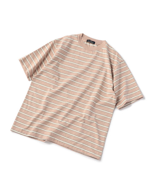 SHIPS（シップス）の「SBTRACT(サブトラクト): ヘビーウェイト ボーダー Tシャツ（Tシャツ/カットソー・メンズ・ピンク/ダークグリーン/ネイビー・SMALL/MEDIUM/LARGE/X-LARGE）」の11枚目の写真