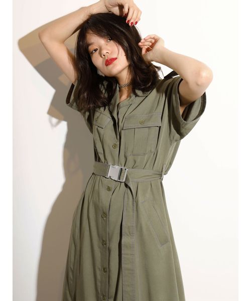 jouetie ジュエティ ミリタリーワンピース jouetie ワンピース ミリタリーZIPミニワンピース : ZOZOTOWN