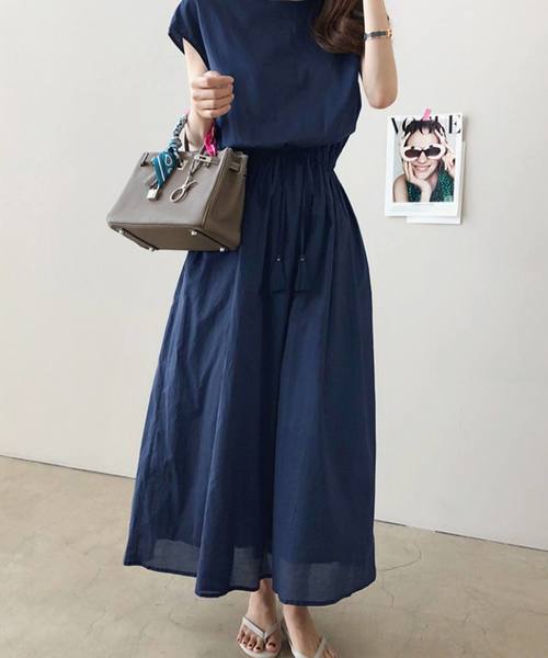 Doula Doula（ドゥーラドゥーラ）の「麻タッチ　ロング ワンピース（ワンピース・レディース・ブラック/グレー/キャメル/アイボリー/ネイビー/カーキ/ホワイト系その他/グレー系その他/ブルーグレー/コーラルピンク/グリーン系その他/ブラック系その他/ブルー系その他/ピンク系その他/イエロー系その他/ホワイト系その他2/グレー系その他2/グレー系その他3・FREE）」の14枚目の写真