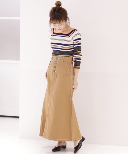B.C STOCK(ベーセーストック)の「ペインターマキシスカート◆(スカート・レディース・チャコールグレー/ベージュ・SMALL/MEDIUM)」の9枚目の写真