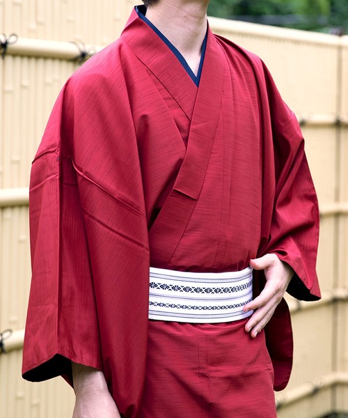 KYOETSU(キョウエツ)の「洗えるメンズ袷着物(着物・メンズ・ブラック/ネイビー/ブラウン/グレー/レッド/イエロー/ブルー/ライトオリーブ/チャコールグレー・LL/3L/S/M/L)」の9枚目の写真