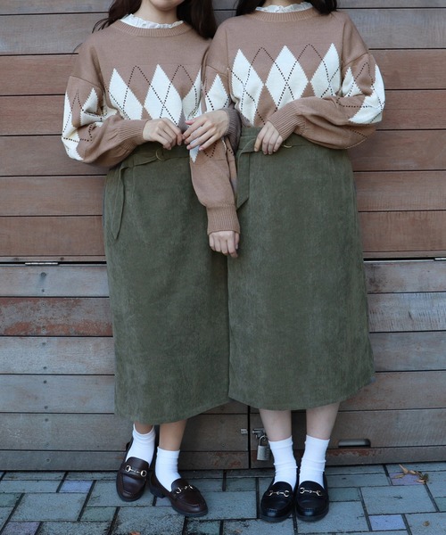 PairPair（ペアペア）の「袖ボリュームアーガイルニットプルオーバー（ニット/セーター・レディース・アイボリー/ベージュ/ライトベージュ・FREE）」の19枚目の写真