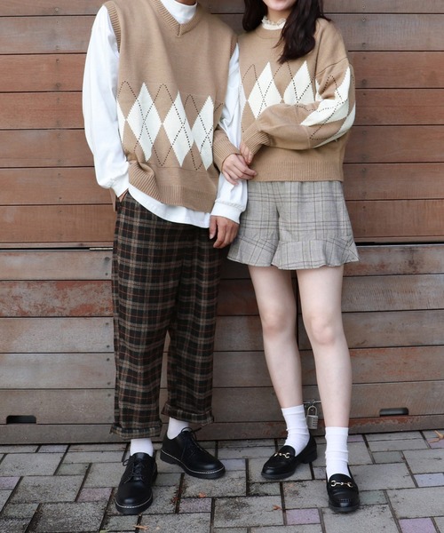 PairPair（ペアペア）の「袖ボリュームアーガイルニットプルオーバー（ニット/セーター・レディース・アイボリー/ベージュ/ライトベージュ・FREE）」の11枚目の写真