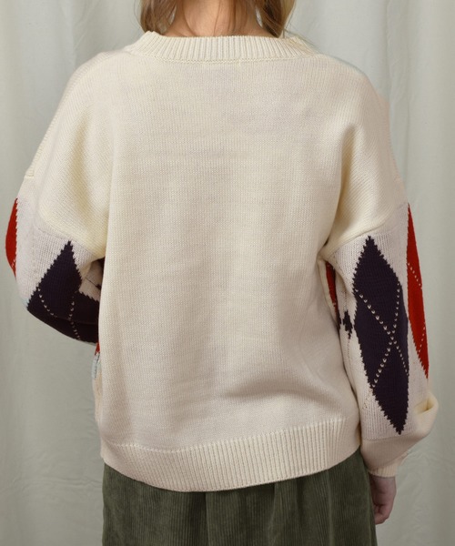 PairPair（ペアペア）の「袖ボリュームアーガイルニットプルオーバー（ニット/セーター・レディース・アイボリー/ベージュ/ライトベージュ・FREE）」の20枚目の写真
