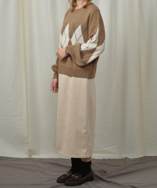 PairPair（ペアペア）の「袖ボリュームアーガイルニットプルオーバー（ニット/セーター・レディース・アイボリー/ベージュ/ライトベージュ・FREE）」の12枚目の写真