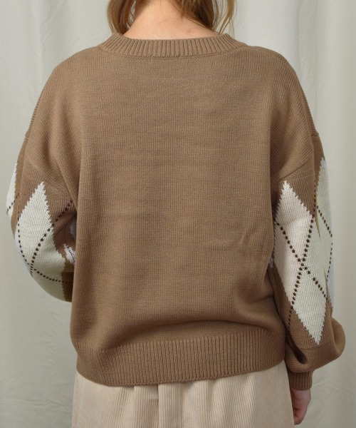 PairPair（ペアペア）の「袖ボリュームアーガイルニットプルオーバー（ニット/セーター・レディース・アイボリー/ベージュ/ライトベージュ・FREE）」の18枚目の写真