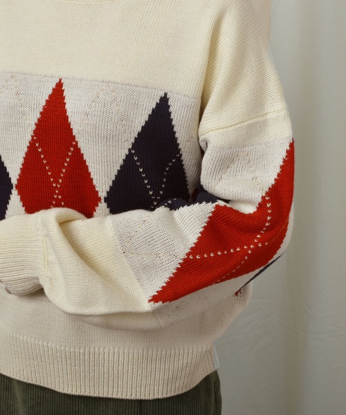 PairPair（ペアペア）の「袖ボリュームアーガイルニットプルオーバー（ニット/セーター・レディース・アイボリー/ベージュ/ライトベージュ・FREE）」の21枚目の写真