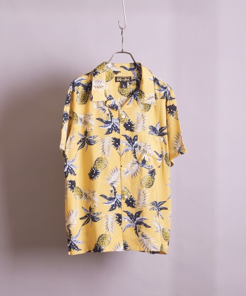 VIBGYOR(ヴィブジョー)の「VIBGYOR Select/パイナップル柄オープンカラー半袖シャツ(FL)(シャツ/ブラウス・メンズ・ホワイト/ネイビー/イエロー・MEDIUM/LARGE)」の3枚目の写真