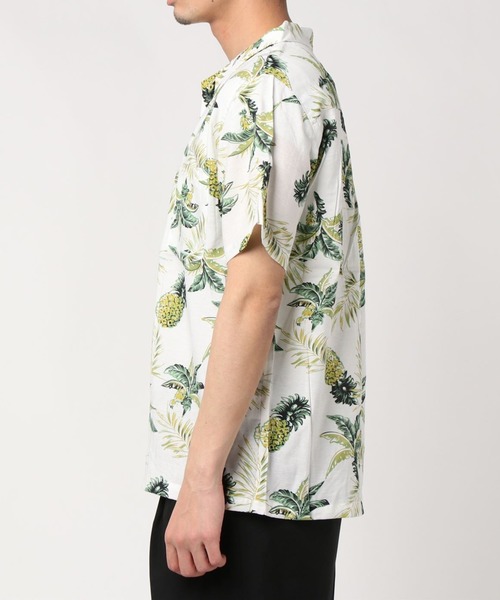 VIBGYOR(ヴィブジョー)の「VIBGYOR Select/パイナップル柄オープンカラー半袖シャツ(FL)(シャツ/ブラウス・メンズ・ホワイト/ネイビー/イエロー・MEDIUM/LARGE)」の9枚目の写真