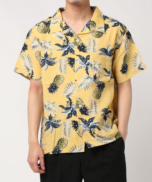 VIBGYOR(ヴィブジョー)の「VIBGYOR Select/パイナップル柄オープンカラー半袖シャツ(FL)(シャツ/ブラウス・メンズ・ホワイト/ネイビー/イエロー・MEDIUM/LARGE)」の11枚目の写真