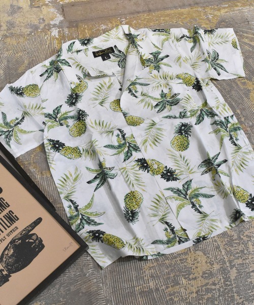 VIBGYOR(ヴィブジョー)の「VIBGYOR Select/パイナップル柄オープンカラー半袖シャツ(FL)(シャツ/ブラウス・メンズ・ホワイト/ネイビー/イエロー・MEDIUM/LARGE)」の22枚目の写真