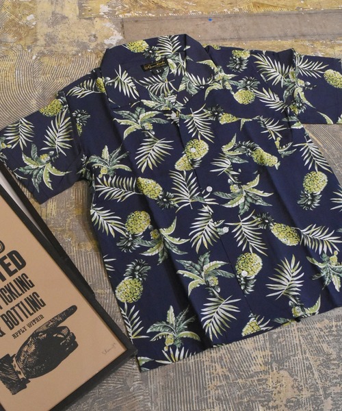 VIBGYOR(ヴィブジョー)の「VIBGYOR Select/パイナップル柄オープンカラー半袖シャツ(FL)(シャツ/ブラウス・メンズ・ホワイト/ネイビー/イエロー・MEDIUM/LARGE)」の21枚目の写真