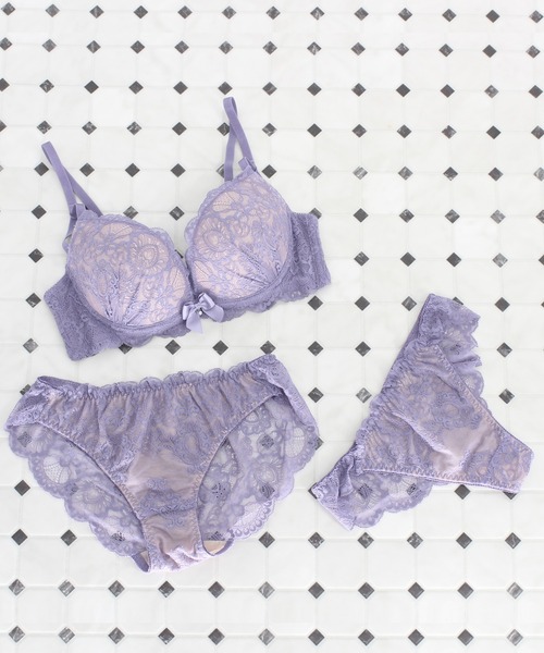 Absorle（アブソール）の「ヌーディーアラベスク　ブラ&ショーツ&Tバック3点セット（ブラ&ショーツ・レディース・ブラック/ホワイト/グリーン/ワイン/ネイビー/パープル・B65/B70/C70/D70/B75/C65/C75/D65/D75/E65/F65/F75/E70/E75/F70/A70/A75）」の5枚目の写真