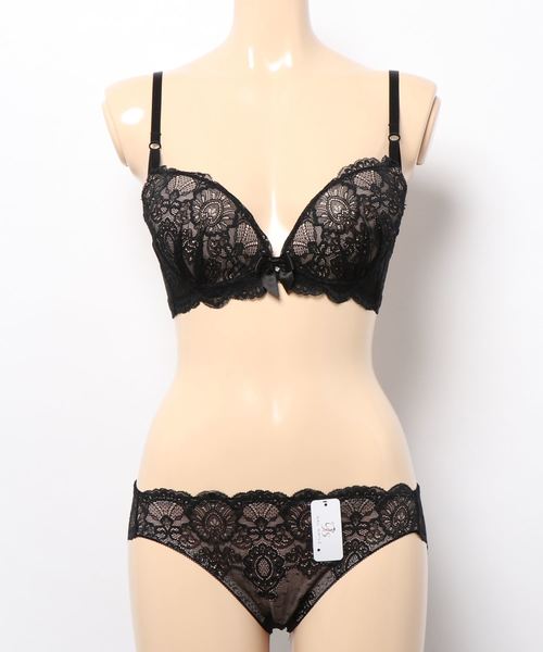 Absorle（アブソール）の「ヌーディーアラベスク　ブラ&ショーツ&Tバック3点セット（ブラ&ショーツ・レディース・ブラック/ホワイト/グリーン/ワイン/ネイビー/パープル・B65/B70/C70/D70/B75/C65/C75/D65/D75/E65/F65/F75/E70/E75/F70/A70/A75）」の12枚目の写真