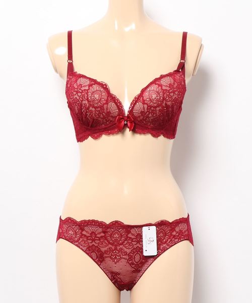 Absorle（アブソール）の「ヌーディーアラベスク　ブラ&ショーツ&Tバック3点セット（ブラ&ショーツ・レディース・ブラック/ホワイト/グリーン/ワイン/ネイビー/パープル・B65/B70/C70/D70/B75/C65/C75/D65/D75/E65/F65/F75/E70/E75/F70/A70/A75）」の7枚目の写真