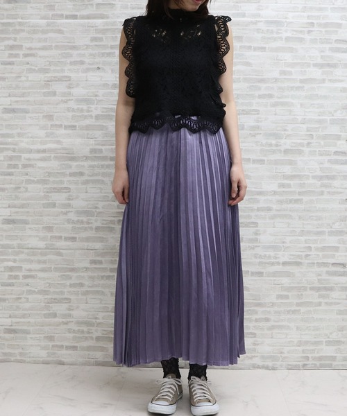 ap retro（アプレトロ）の「サテンアコーディオンプリーツスカート【ZOZO限定アイテム】（スカート・レディース・ブラック/ゴールド/ライトパープル・FREE）」の16枚目の写真