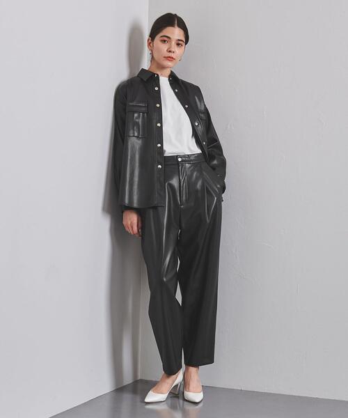 UNITED ARROWS（ユナイテッドアローズ）の「UGMSC フェイクレザー テーパードパンツ（その他パンツ・レディース・ブラック/モカ・38/40/36）」の6枚目の写真