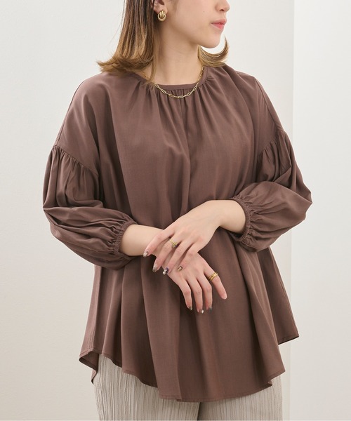 Ambre Neige（アンブルネージュ）の「ソデボリュームブラウス／シアーブラウス／【WEB/EC限定商品】（シャツ/ブラウス・レディース・ダークブラウン/オフホワイト・FREE）」の15枚目の写真