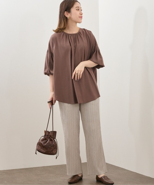 Ambre Neige（アンブルネージュ）の「ソデボリュームブラウス／シアーブラウス／【WEB/EC限定商品】（シャツ/ブラウス・レディース・ダークブラウン/オフホワイト・FREE）」の19枚目の写真