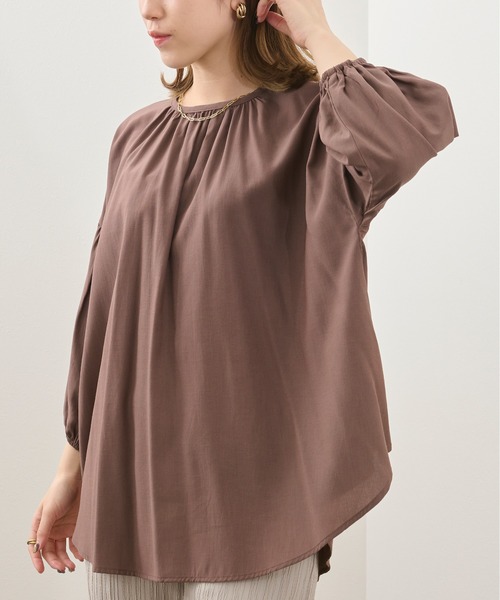 Ambre Neige（アンブルネージュ）の「ソデボリュームブラウス／シアーブラウス／【WEB/EC限定商品】（シャツ/ブラウス・レディース・ダークブラウン/オフホワイト・FREE）」の17枚目の写真