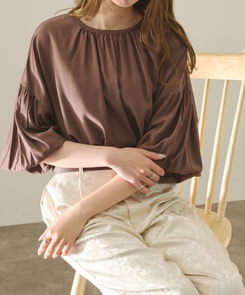 Ambre Neige（アンブルネージュ）の「ソデボリュームブラウス／シアーブラウス／【WEB/EC限定商品】（シャツ/ブラウス・レディース・ダークブラウン/オフホワイト・FREE）」の21枚目の写真