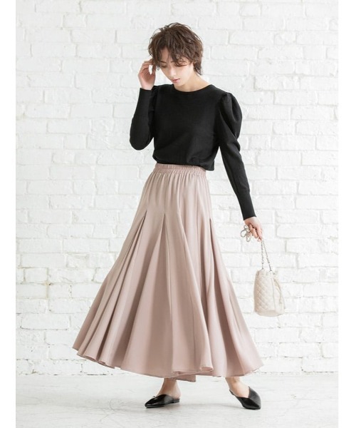 fifth（フィフス）の「ウエストギャザーゴアードスカート（スカート・レディース・ブラック/ベージュ/スモークピンク・MEDIUM）」の5枚目の写真