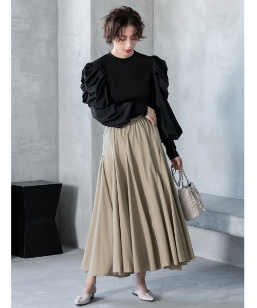 fifth（フィフス）の「ウエストギャザーゴアードスカート（スカート・レディース・ブラック/ベージュ/スモークピンク・MEDIUM）」の4枚目の写真