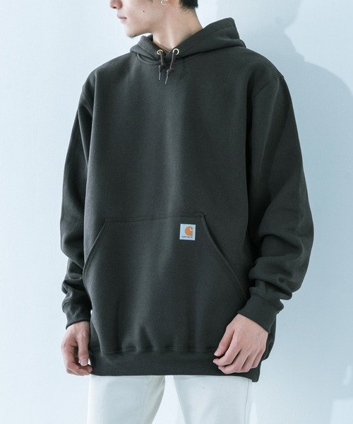 Carhartt（カーハート）の「carhartt/カーハート Hooded Sweatshirt 裏起毛オーバーサイズ プルオーバーパーカー K121（パーカー・メンズ・ブラック/ダークブラウン/ネイビー/グレー/モスグリーン/チャコール・S/M/L/XL）」の4枚目の写真