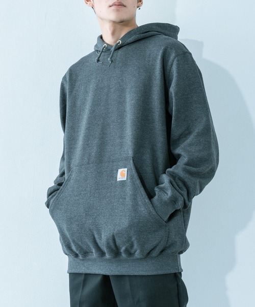 Carhartt（カーハート）の「carhartt/カーハート Hooded Sweatshirt 裏起毛オーバーサイズ プルオーバーパーカー K121（パーカー・メンズ・ブラック/ダークブラウン/ネイビー/グレー/モスグリーン/チャコール・S/M/L/XL）」の9枚目の写真