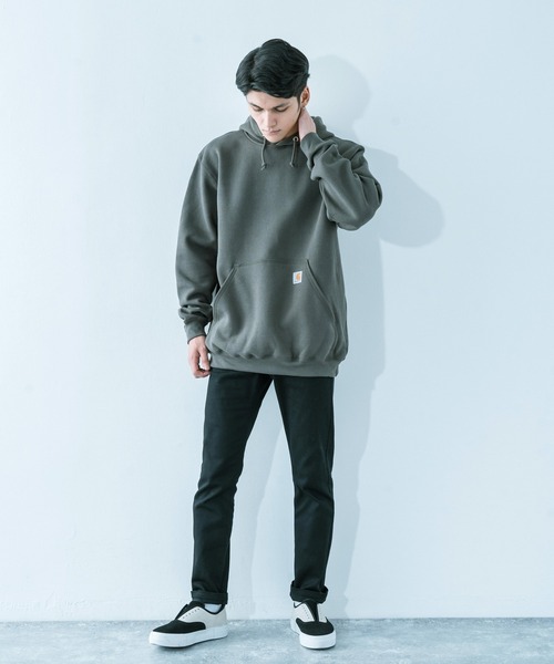 Carhartt（カーハート）の「carhartt/カーハート Hooded Sweatshirt 裏起毛オーバーサイズ プルオーバーパーカー K121（パーカー・メンズ・ブラック/ダークブラウン/ネイビー/グレー/モスグリーン/チャコール・S/M/L/XL）」の18枚目の写真