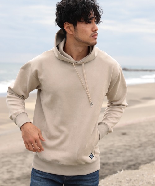 BAYFLOW(ベイフロー)の「レザーライクパーカー(パーカー・メンズ・ベージュ/ピンク/アイボリー/チャコール・SMALL/MEDIUM/LARGE)」の3枚目の写真