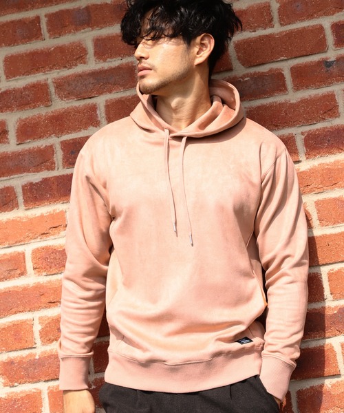 BAYFLOW(ベイフロー)の「レザーライクパーカー(パーカー・メンズ・ベージュ/ピンク/アイボリー/チャコール・SMALL/MEDIUM/LARGE)」の4枚目の写真