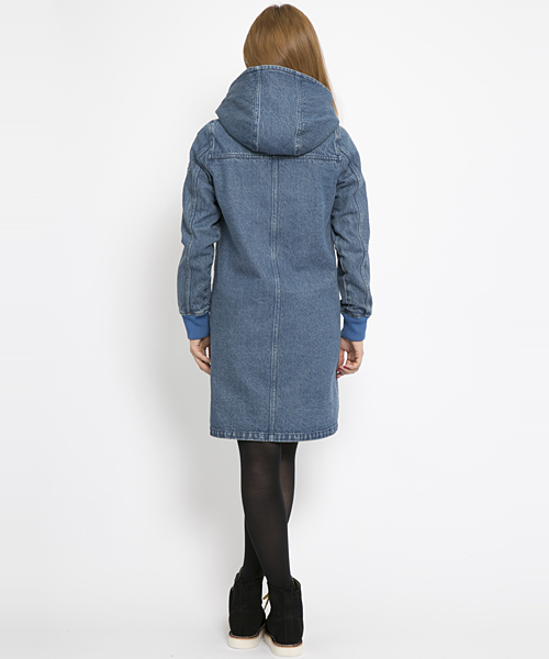 X-girl(エックスガール)の「JEAN LONG COAT(デニムジャケット・レディース・ライトインディゴブルー/インディゴブルー・1/2)」の5枚目の写真