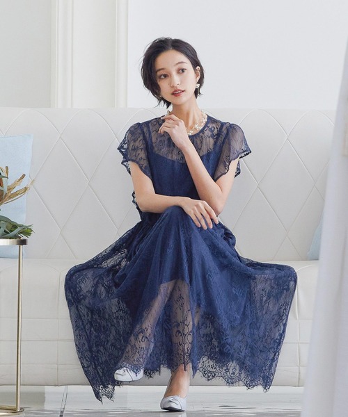 セール ラーフルレースインナーキャミ結婚式ワンピースドレス ドレス Niana ニアナ のファッション通販 Zozotown